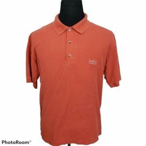 Columbia Short Sleeve Polo Shirt XL Orange Fish Logo